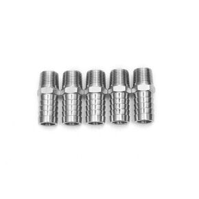LTWFITTING Bar Production Stainless Steel 316 Barb Fitting Coupler/Connector 5/8" Hose ID x 3/8" Male NPT Air Fuel Water (Pack of 5)