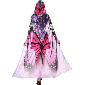 FEOYA Women's Costume Hooded Cape Chiffon Butterfly Wings Shawl for Dancing Party