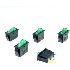 5PCS KCD3 Green Button On-Off 3Pin DPST Boat Car Rocker Switch 15 20A 250 125VAC