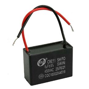 CBB61 AC450V 6uF Black Rectangle Air Conditioner Fan Motor Running Capacitor