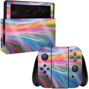 MightySkins Glossy Glitter Skin for Nintendo Switch - Rainbow Waves | Protective, Durable High-Gloss Glitter Finish | Easy to Apply, Remove, and Change Styles | Made in The USA