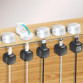 Magnetic Cable Clips Organizer, 10 Pack Cord Organizer, Cable Management Under Desk for Home Car Office, No Residue Adhesive for Wall, Surface, Charging Cable Magnetic Cable Organizer Storage Holder