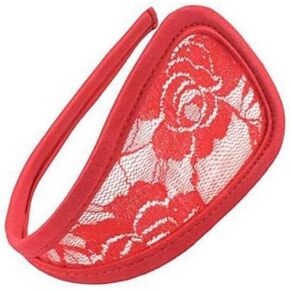 SPHTOEO Women's Rose C-Shape C-String Thong Mesh Underwear(Red)
