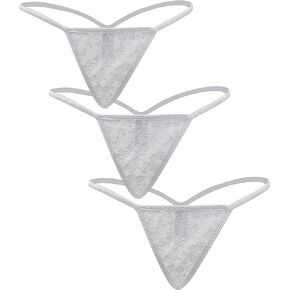ohyeahlady 3 قطع سراويل داخلية مثيرة للنساء من الدانتيل مقاس كبير ملابس داخلية G String ملابس داخلية منخفضة الارتفاع على شكل حرف T من الخلف للسيدات