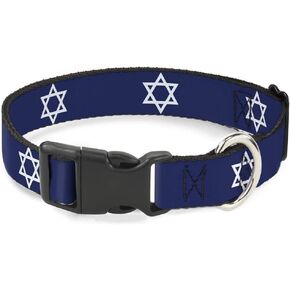 Buckle-Down Plastic Clip Collar - Star of David - 1" Wide - Fits 11-17" Neck - Medium