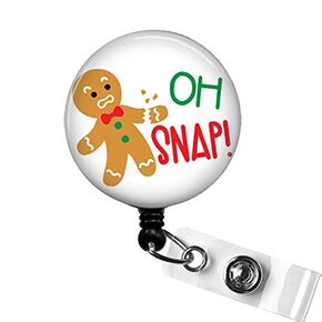 Funny Oh Snap Badge Reel, ORTHO Badge Holder, Gingerbread Man Retractable Badge Clip, Radiology X-Ray Tech Christmas Badge Holder, Orthopedics Badge