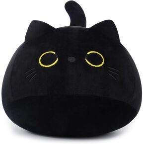 Black Cat Plush, 15.7" Cat Stuffed Animal, Soft Cute Cat Plushie, 3D Cat Shape Design Pillow for Boys Girls, Sofa Bedroom (Black Cat)