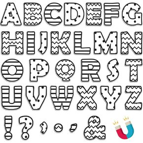 Qyeahkj 103 Pcs Magnetic Letters 2’’ Black and White Magnetic Letters for Classroom Whiteboard Fridge Magnetic Alphabet Letters Kit for Toddlers Educational Tool for Preschool Home Learning Spelling