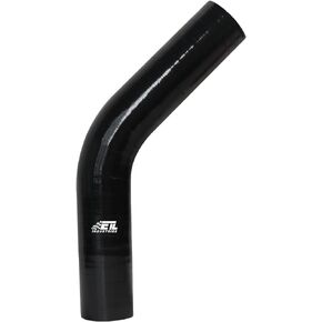 2.5" ID, 6" Leg Length 45 Degree Bend Silicone Coupler Hose, 4-Ply Reinforced Universal Silicone Pipe Elbow Hose for Intake Tube Intercooler Piping Black