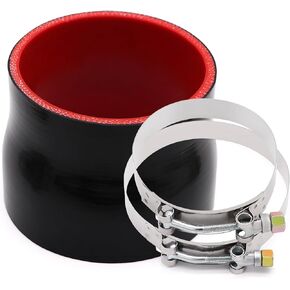 TuoLauthon 4inch to 4-1/2inch Straight Black Silicone Reducer Coupler with 2 T-Bolt Clamps 4 Layers of Polyester Reinforcement Suitable High Level Turbo Pipe
