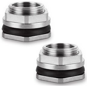 GBACHOOSE 2PCS 1 Bulkhead Fitting 304 Stainless Steel Bulkhead Water Tank Fitting, 1"FPT Bulkhead Water Tank Connector Bulkhead Fittings for Water Tank, Rain Barrels, Aquariums and Ponds in Saudi Arabia
