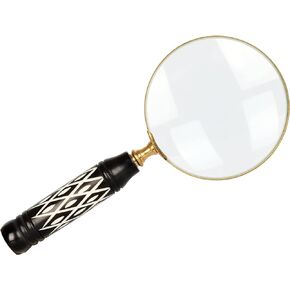 Handheld Magnifying Glass/Brass Magnifier with Elegant Handle for Precise Reading and Inspection (Design 5)