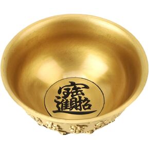 وعاء الوفرة من RUNROTOO وعاء الكنز الصيني وعاء الكنز الذهبي وعاء الثروة وعاء المال وعاء التضحية وعاء فنغ شوي الصيني ديكور المكتب حوض الحظ النحاس العبادة in Kuwait