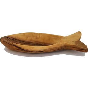 Holy Land Market Hand Carved Olive Wood Natural Dish - Asfour Outlet Trademark (4 Inches, Round Bowl)