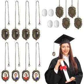 4 Pieces Graduation Cap Memorial Photo Charm DIY Tassel Memorial Picture Chain 2024 Graduation Cap Pendant Decor Graduation Presents for Cap Gown Ceremony (4PCS Bronze)