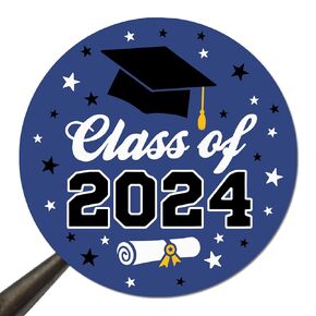 2024 Graduation Stickers, Party Favor Bag Labels, Graduation Party Favors & Decorations, Class of 2024 Stickers for Favors, 1.6" Circle Envelope Seals, Grad Party Envelope Seals, Pack of 120 (Black)