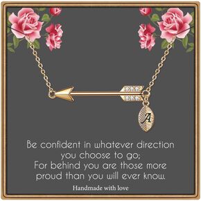 IEFLIFE Graduation Gifts for Her 2024, 14K Gold Plated Arrow Initial Necklace High School College Senior Graduation Gifts for Women Girls Best Friends Sister Daughter Granddaughter Grad Present