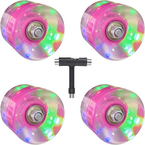 Light Up Skateboard Longboard Wheels 58mm X 45mm 82A with Bearings ABEC-7 and All-in-One T Tool (Set of 4), Cruiser Replacement Wheels for Street Skateboards in Kuwait