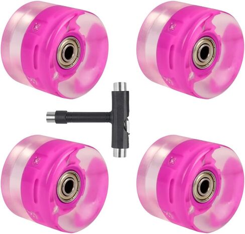 Light Up Skateboard Longboard Wheels 58mm X 45mm 82A with Bearings ABEC-7 and All-in-One T Tool (Set of 4), Cruiser Replacement Wheels for Street Skateboards in Kuwait