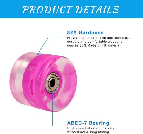 Light Up Skateboard Longboard Wheels 58mm X 45mm 82A with Bearings ABEC-7 and All-in-One T Tool (Set of 4), Cruiser Replacement Wheels for Street Skateboards in Kuwait