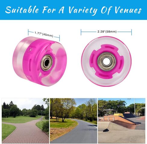 Light Up Skateboard Longboard Wheels 58mm X 45mm 82A with Bearings ABEC-7 and All-in-One T Tool (Set of 4), Cruiser Replacement Wheels for Street Skateboards in Kuwait