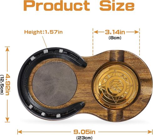 LINOVINO خشبية السيجار منفضة سجائر كوستر علبة زجاج ويسكي وإكسسوارات السيجار بتصميم حدوة الحصان اليدوية مع 3 فتحات سيجار هدايا سيجار رائعة للرجال في الأماكن المغلقة والخارجية واستخدام المكتب المنزلي (رمادي) in Kuwait