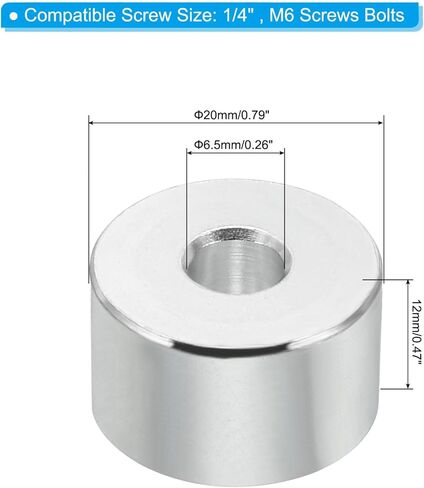 PATIKIL M6 Aluminum Spacers, 5Pcs Metal Spacer Aluminum 6.2mm ID x 12mm OD x 14mm L Aluminum Spacer Screw Standoff Round for 1/4" or M6 Screw Bolts in Kuwait