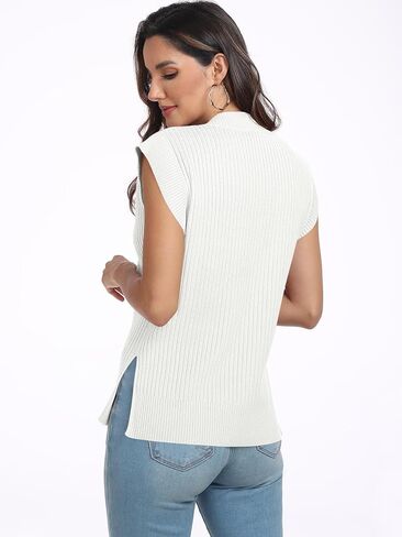 ANRABESS Womens V Neck Sweater Vest Oversized Sleeveless Tops Casual Ribbed Knit Loose 2024 Summer Tank Top Outfits Clothes in Saudi Arabia