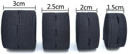 Black Sewing Band Spool with Buttonholes 0.80" х 2 Yards Flat Elastic Band Spool Stretchable Knitting Cord with Buttonhole Adjustable Elastic Band in Saudi Arabia
