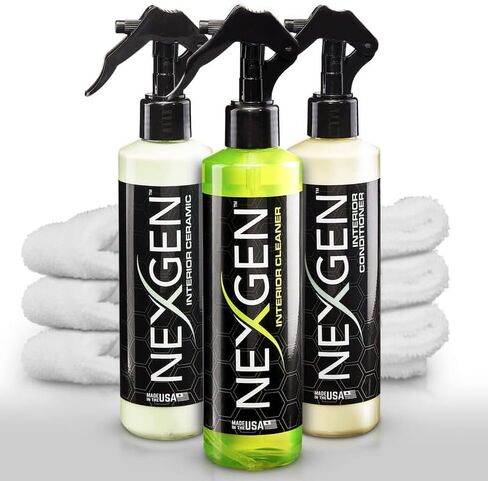 Nexgen الداخلية الثلاثي | مجموعة العناية بالسيارات - منظف داخلي، مكيف داخلي، سيراميك داخلي و3 مناشف بيضاء من الألياف الدقيقة للسيارات | مجموعة التنظيف والحماية النهائية in Kuwait