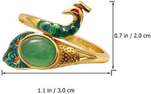 Knitting Loop Crochet Guide Ring Adjustable, Open Finger Rings DIY Leading Tool for Yarn Quilting, Fashionable Peacock Shaped Thimble with Emerald for Mother Grandma (2 Pack, Golden & Silver), bz01 in Saudi Arabia