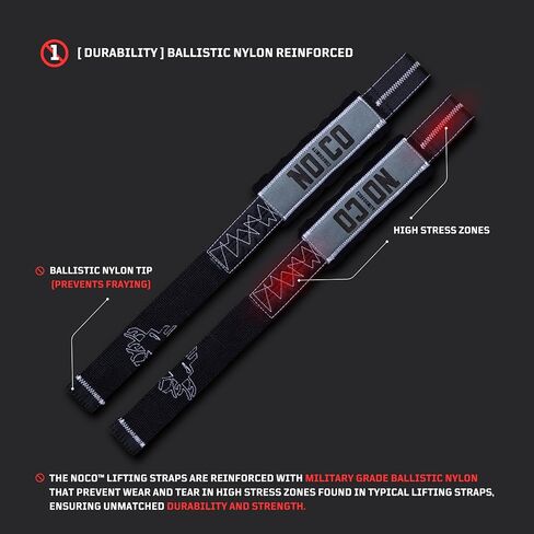 NoCo Lifting Straps - Ballistic Nylon Reinforced Loop - Raw-Edged Neoprene Aesthetic - Synthetic Suede Comfort - Lifting Straps for Weightlifting, Bodybuilding, Powerlifting, Strength Training, Deadlifts in Saudi Arabia