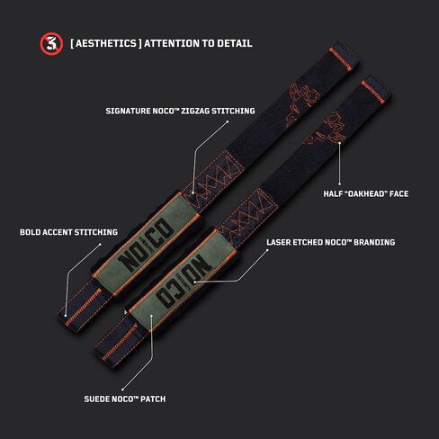 NoCo Lifting Straps - Ballistic Nylon Reinforced Loop - Raw-Edged Neoprene Aesthetic - Synthetic Suede Comfort - Lifting Straps for Weightlifting, Bodybuilding, Powerlifting, Strength Training, Deadlifts in Saudi Arabia