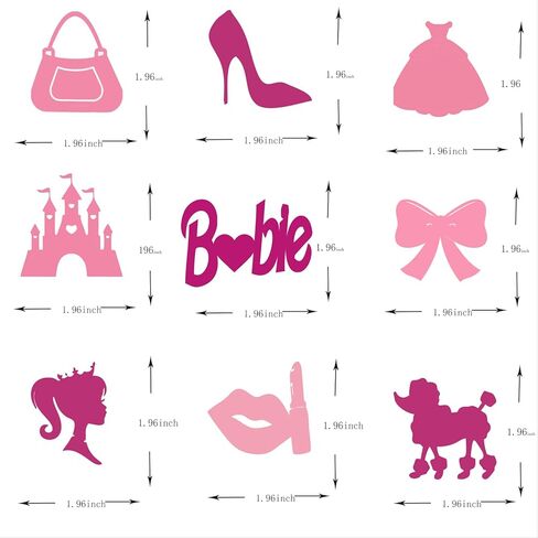 36 قطعة من أغطية الكب كيك لعيد ميلاد سعيد للفتيات باللون الوردي الساخن، فستان وردي لامع للأميرة بكعب عالٍ وقوس أحمر الشفاه على شكل تاج لتزيين الكب كيك وحفلات استقبال المولود الجديد للنساء والفتيات in Kuwait