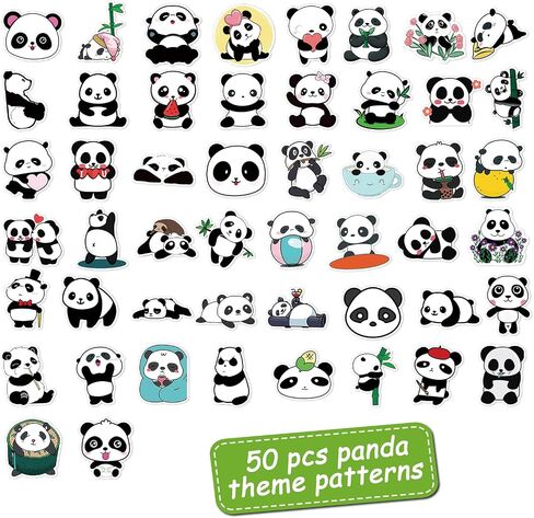 50 Pack Panda Cupcake Topper Panda Birthday Cake Decoration Cute Panda Themed Stickers (2 in 1) Baby Shower Kids Birthday Wedding Party Supplies in Saudi Arabia