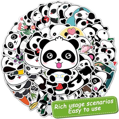50 Pack Panda Cupcake Topper Panda Birthday Cake Decoration Cute Panda Themed Stickers (2 in 1) Baby Shower Kids Birthday Wedding Party Supplies in Saudi Arabia