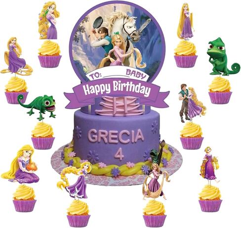 37Pcs Princess Tangled Party Cake&Cupcake Toppers for Birthday Party Supplies,Boys' Theme Birthday Party Decoration in Saudi Arabia