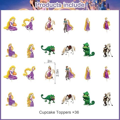 37Pcs Princess Tangled Party Cake&Cupcake Toppers for Birthday Party Supplies,Boys' Theme Birthday Party Decoration in Saudi Arabia
