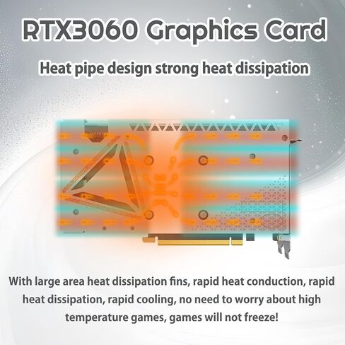 بطاقة رسومات SOYO NVIDIA Geforce RTX3060، بطاقة فيديو 12 جيجابايت GDDR6 192 بت لألعاب الكمبيوتر مع 1 * HDMI و3 * منفذ عرض PCI Express x 16 4.0 بطاقة رسومات للألعاب ذات مراوح مزدوجة in Kuwait