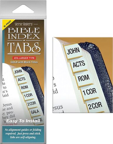 G.T. Luscombe Company, Inc. Gold Verse Finder Bible Tabs | Easy to Install, Self-Aligning, Just Press & Stick | Horizontal Text | Complete Set of Tabs for The Old & New Testaments in Saudi Arabia
