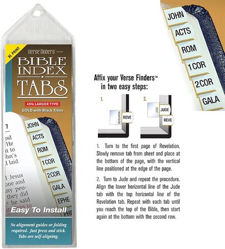 G.T. Luscombe Company, Inc. Gold Verse Finder Bible Tabs | Easy to Install, Self-Aligning, Just Press & Stick | Horizontal Text | Complete Set of Tabs for The Old & New Testaments in Saudi Arabia