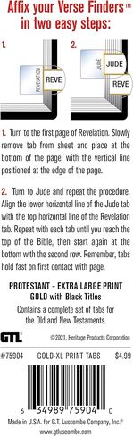 G.T. Luscombe Company, Inc. Gold Verse Finder Bible Tabs | Easy to Install, Self-Aligning, Just Press & Stick | Horizontal Text | Complete Set of Tabs for The Old & New Testaments in Saudi Arabia