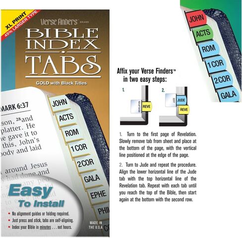 G.T. Luscombe Company, Inc. Gold Verse Finder Bible Tabs | Easy to Install, Self-Aligning, Just Press & Stick | Horizontal Text | Complete Set of Tabs for The Old & New Testaments in Saudi Arabia