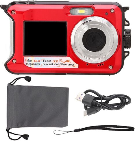 Underwater Camera, 10ft Waterproof Camera, Full HD 2.7K 48MP, 16X Digital Zoom, Underwater Digital Camera with Selfie Dual Screen, DV Digital Camera for Snorkeling (Blue) in Kuwait