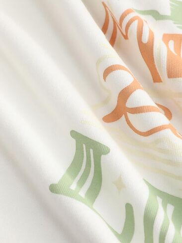 CIDER Round Neckline Graphic Knotted Crop Top in Kuwait