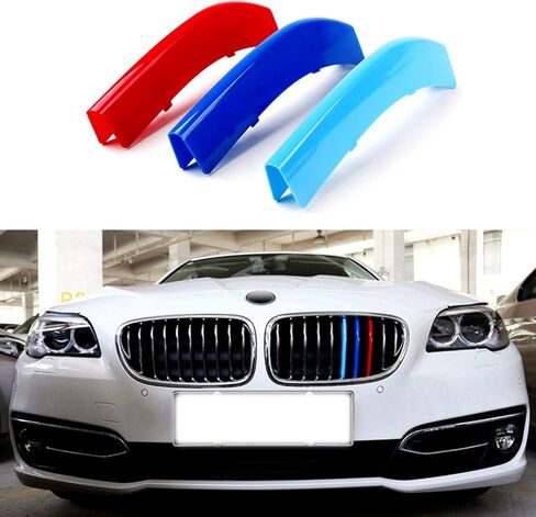 تناسب تمامًا ///M-Colored Grille Insert Trims متوافقة مع BMW 2010-2016 F10 F11 5 Series 528i 535i 550i مع شواية كلى كروم مركزية قياسية (10 حزم)، وليس شبكة سوداء ذات 12 شعاعًا in Kuwait