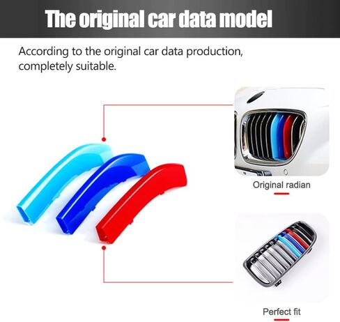 تناسب تمامًا ///M-Colored Grille Insert Trims متوافقة مع BMW 2010-2016 F10 F11 5 Series 528i 535i 550i مع شواية كلى كروم مركزية قياسية (10 حزم)، وليس شبكة سوداء ذات 12 شعاعًا in Kuwait