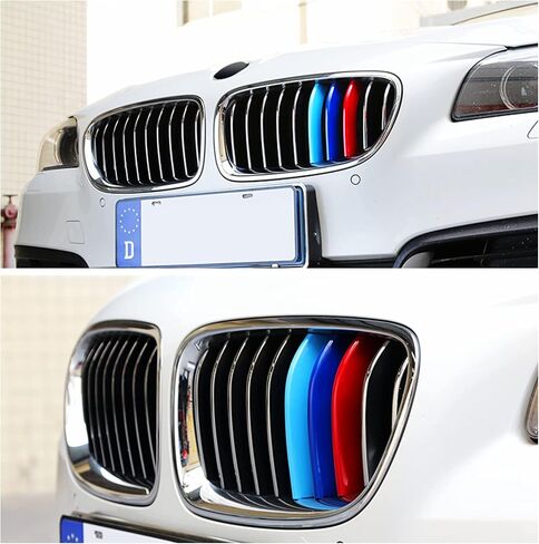 تناسب تمامًا ///M-Colored Grille Insert Trims متوافقة مع BMW 2010-2016 F10 F11 5 Series 528i 535i 550i مع شواية كلى كروم مركزية قياسية (10 حزم)، وليس شبكة سوداء ذات 12 شعاعًا in Kuwait