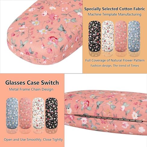 حافظة نظارات HONGCHAUS مكونة من قطعة واحدة، حافظة نظارات لتغطية الزهور، حافظة داخلية واقية بسلسلة معدنية زنبركية in Kuwait