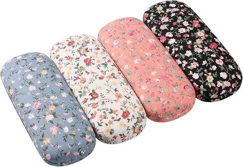 حافظة نظارات HONGCHAUS مكونة من قطعة واحدة، حافظة نظارات لتغطية الزهور، حافظة داخلية واقية بسلسلة معدنية زنبركية in Kuwait